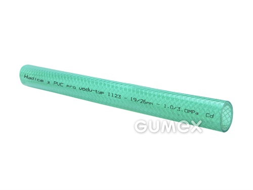 Zahradní hadice 1123Z, 12,7/17mm, 12bar, PVC/PVC, -5°C/+60°C, transparentní zelená